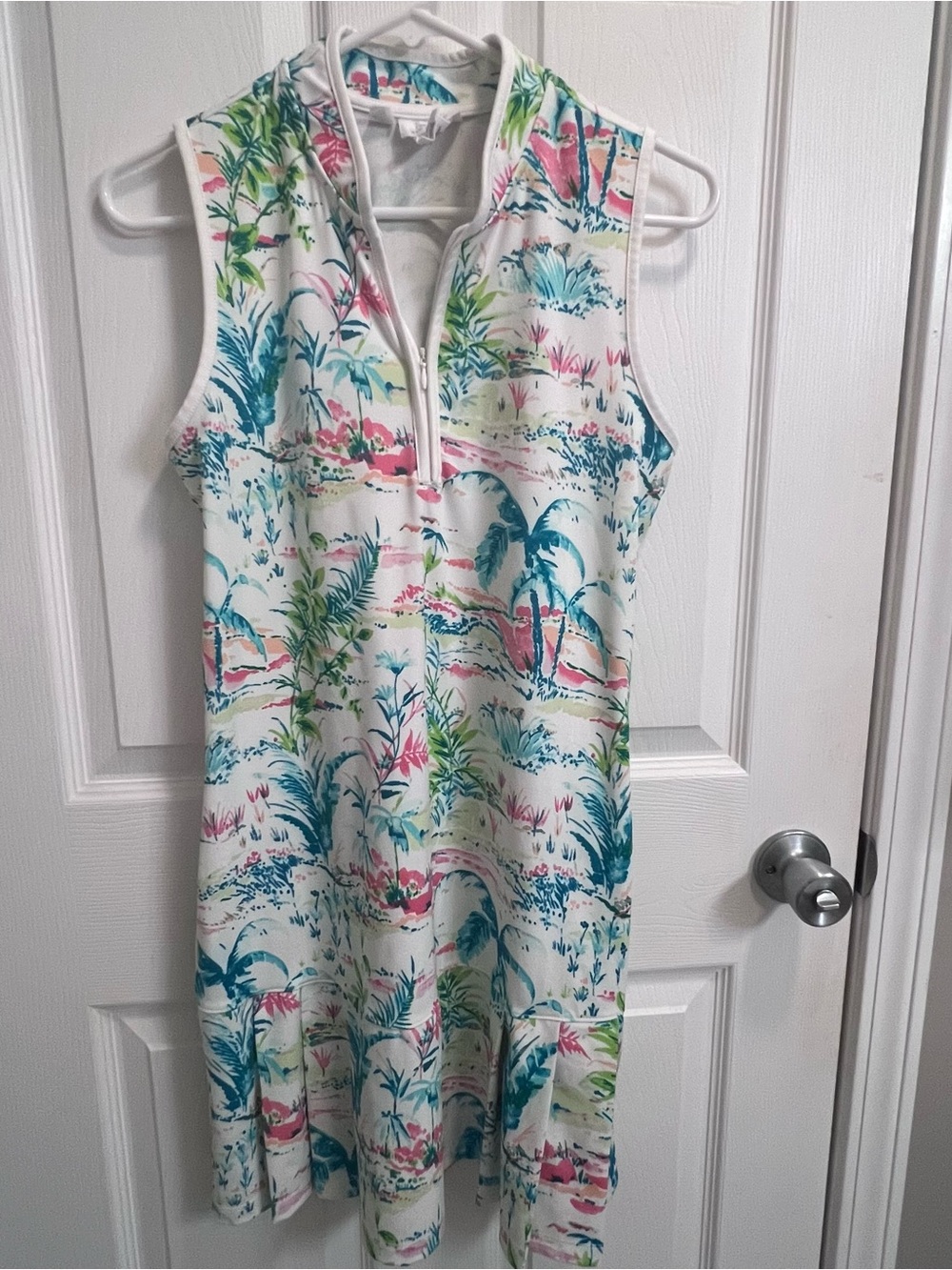Sigrid Olsen Women's Golf Tennis Dress Tropical Toile Print Pleats Size Small